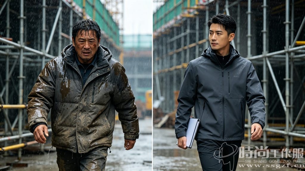 传统棉服工装与软壳衣工装户外作业场景对比 时尚工作服网