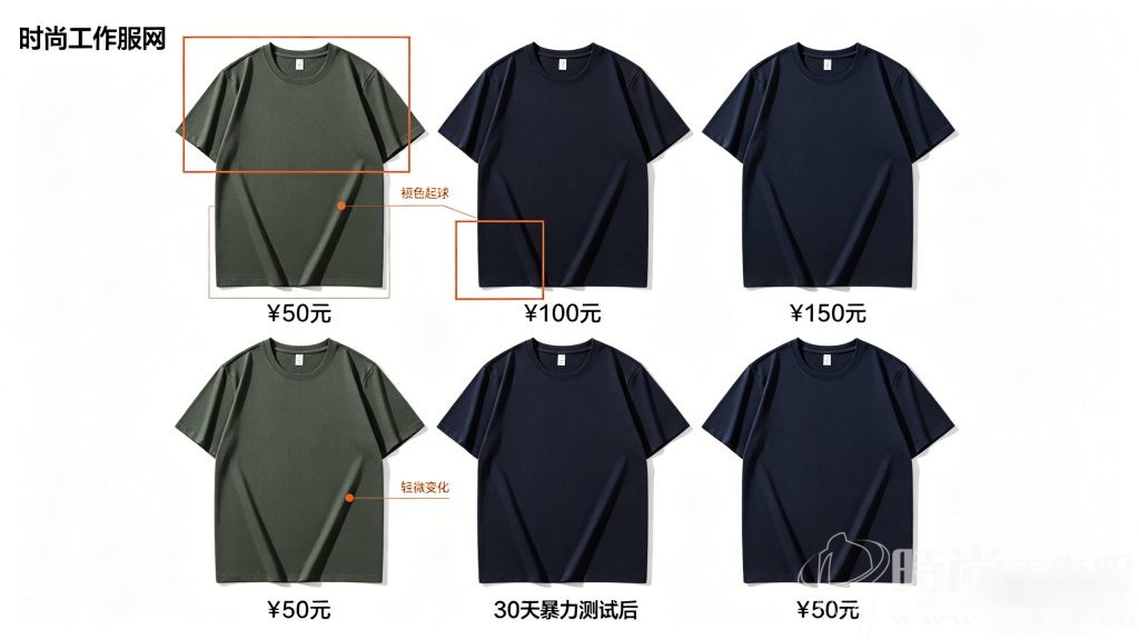 工作 T 恤 30 天暴力测试前后实物对比图 - 时尚工作服网