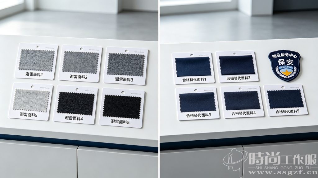 物业工装 5 种避雷面料 vs 合格替代面料对比图