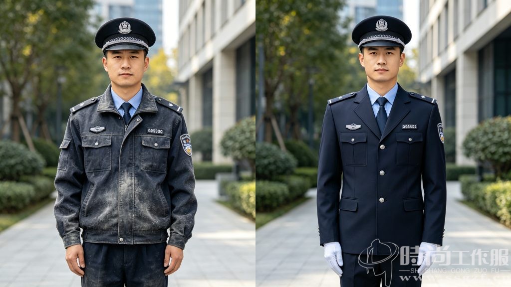 物业保安工装换装前后同场景对比实拍