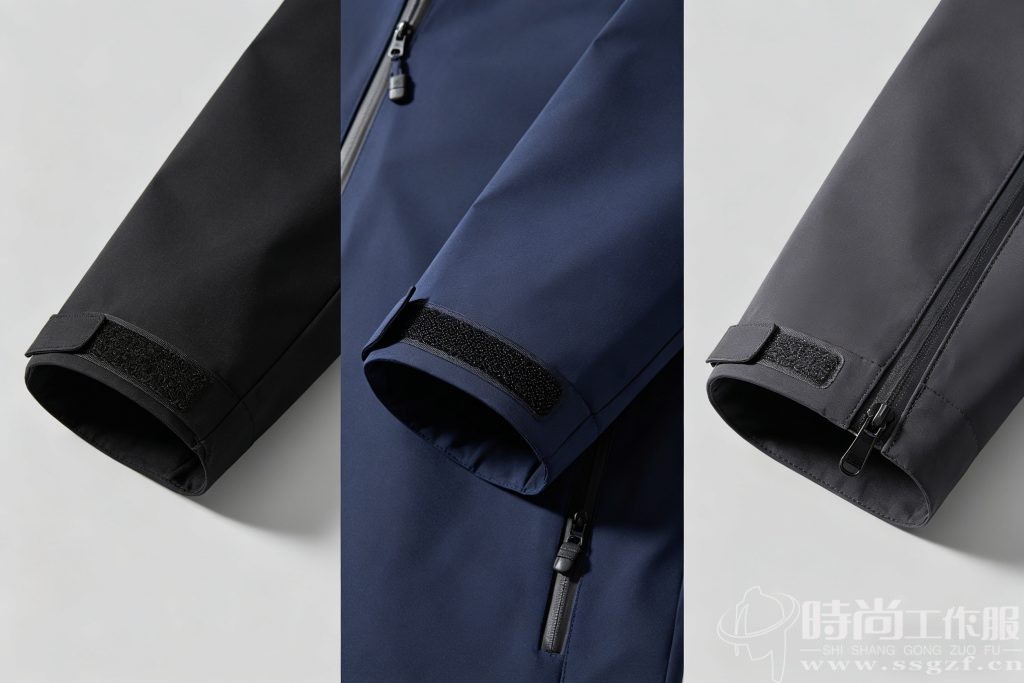 软壳 / 硬壳 / 软硬结合款工作服袖口与拉链细节实拍对比图 - 殷楚珹工作服定制顾问