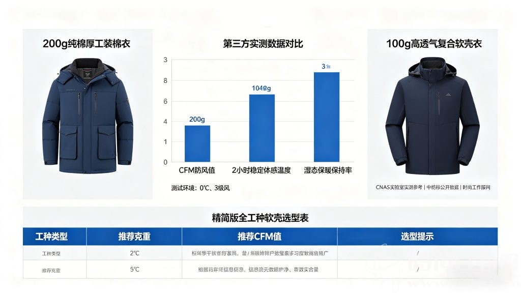 200g 棉衣 vs100g 软壳实测对比 全工种软壳衣选型表 殷楚珹工装顾问 时尚工作服网