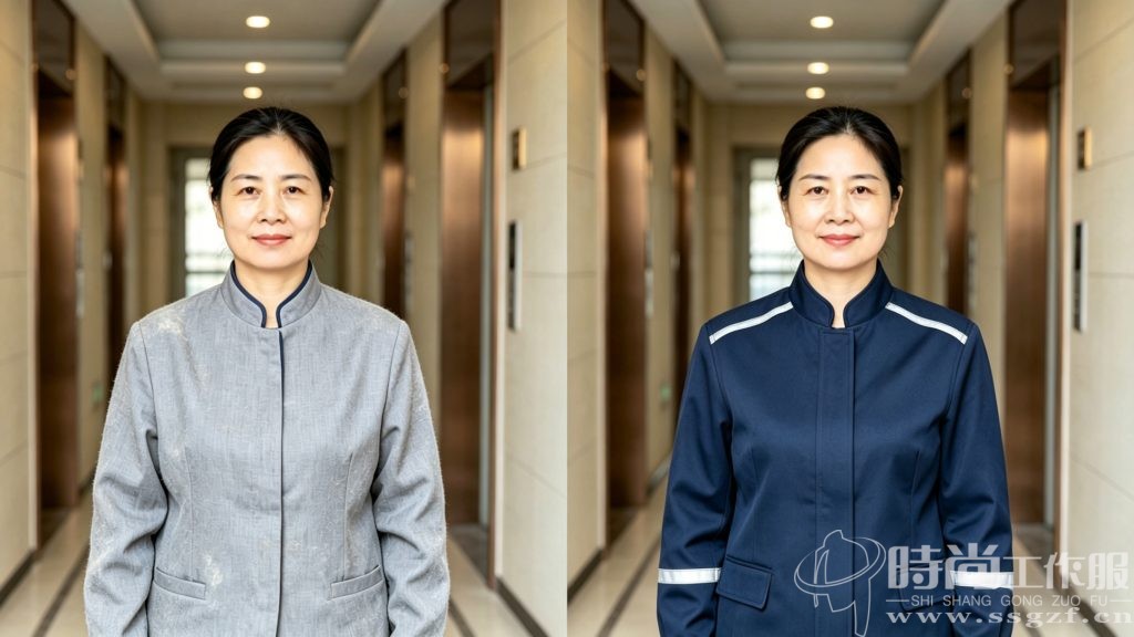 物业保洁工装三大核心功能设计细节展示 反光条 立体口袋 防护面料