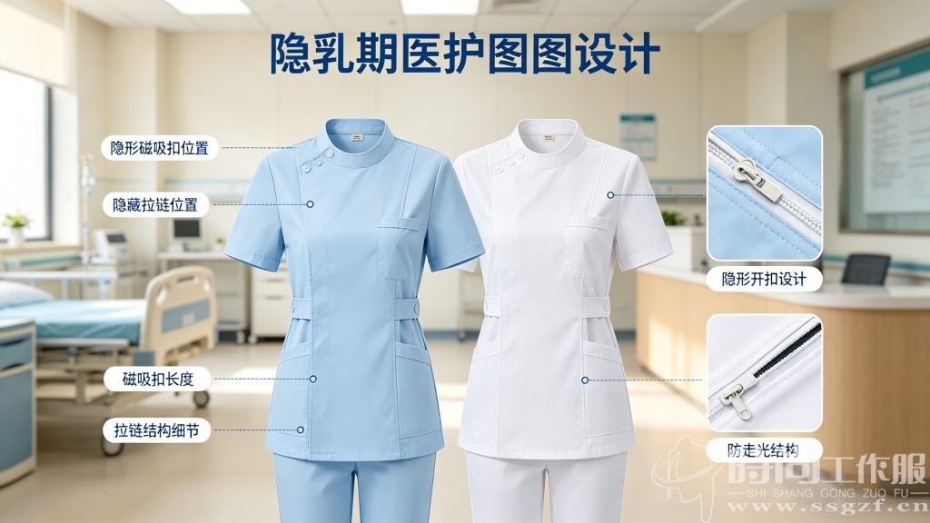 哺乳期医护工装隐形开扣设计位置详解高清图