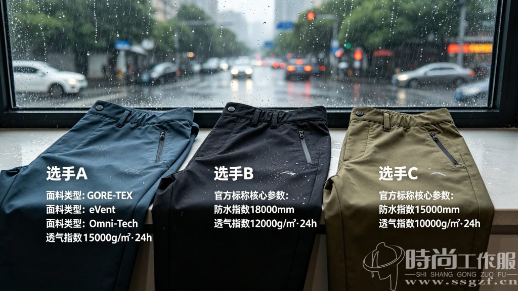 江浙沪雨季 3 款冲锋裤防水透湿实测同框对比图 - 殷楚珹工作服定制顾问 - 时尚工作服网
