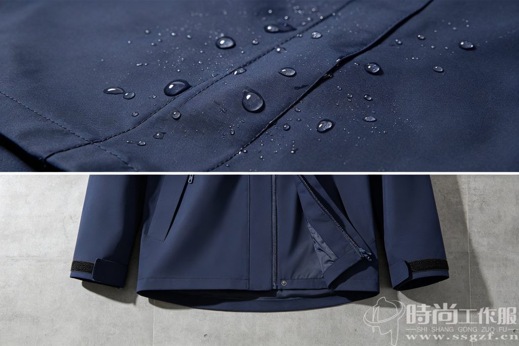 专业户外作业冲锋衣防水防风核心细节实拍图 - 殷楚珹工作服定制顾问
