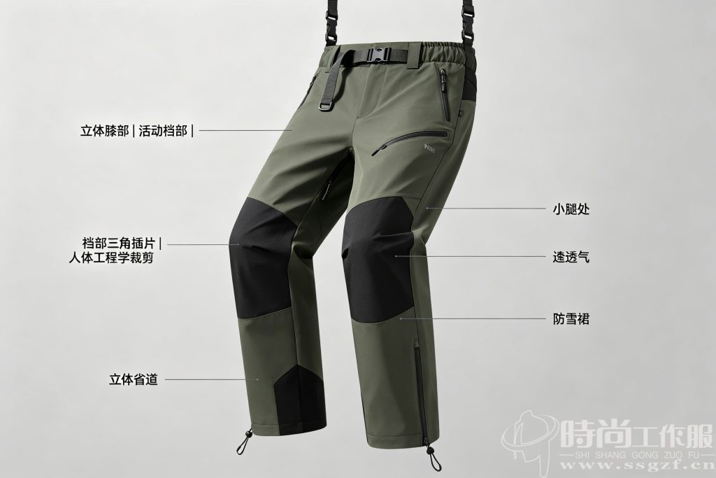 冲锋裤 6 处魔鬼细节全景拆解示意图 - 殷楚珹工作服定制顾问 - 时尚工作服网