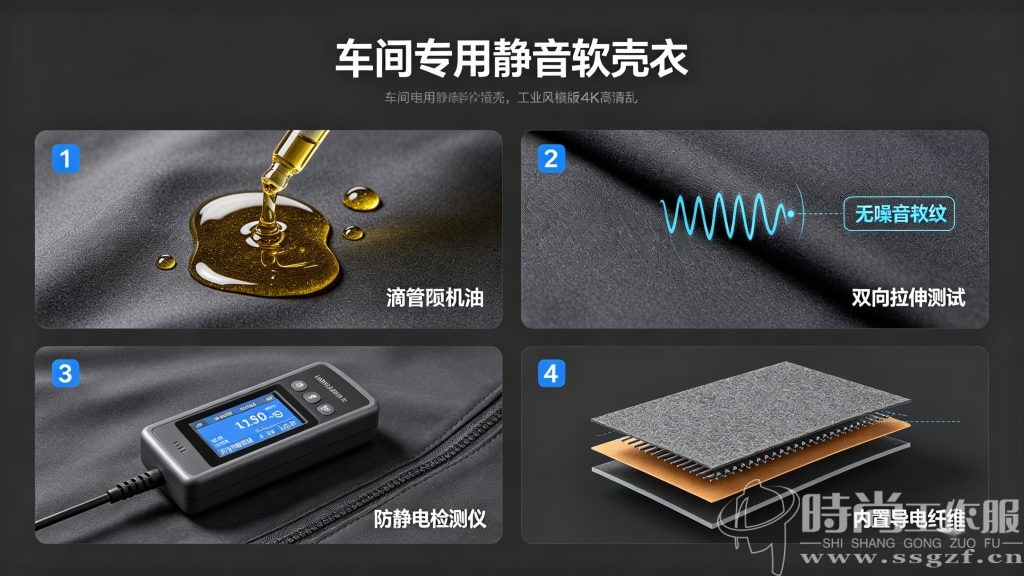 车间专用静音软壳衣防油静音防静电核心性能解析 殷楚珹 工作服定制顾问