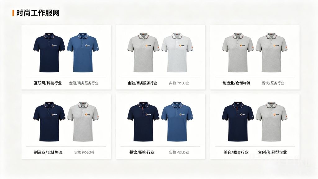 企业Polo衫配色与行业匹配实物速查图-时尚工作服网