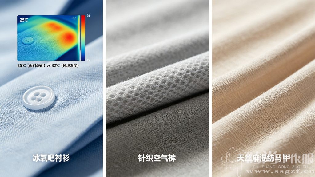 冰氧吧衬衫 针织空气裤 天丝麻马甲面料细节与凉感实测对比