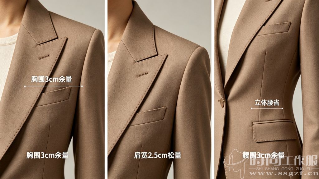 商务西装 3cm 余量调节法则 肩线胸围腰围细节实测