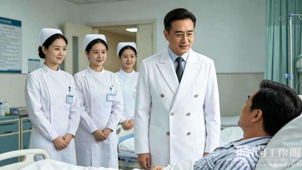 主任医师双排扣定制白大褂临床查房场景高清实拍图