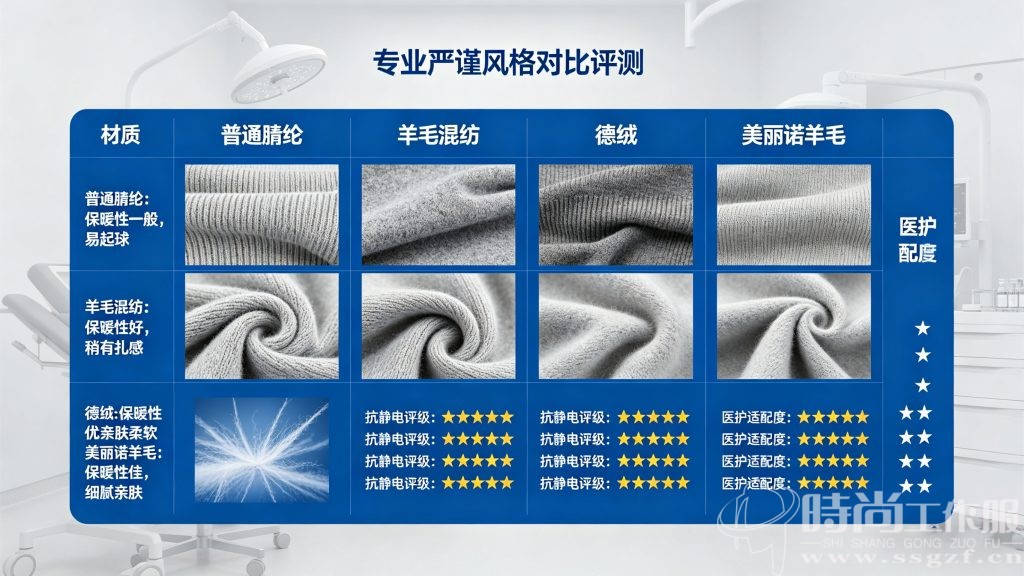 医护毛衣 4 种核心材质对比评测高清实拍图