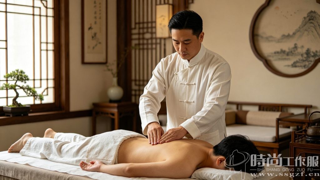 中医理疗师工装临床实操场景上身高清实拍图