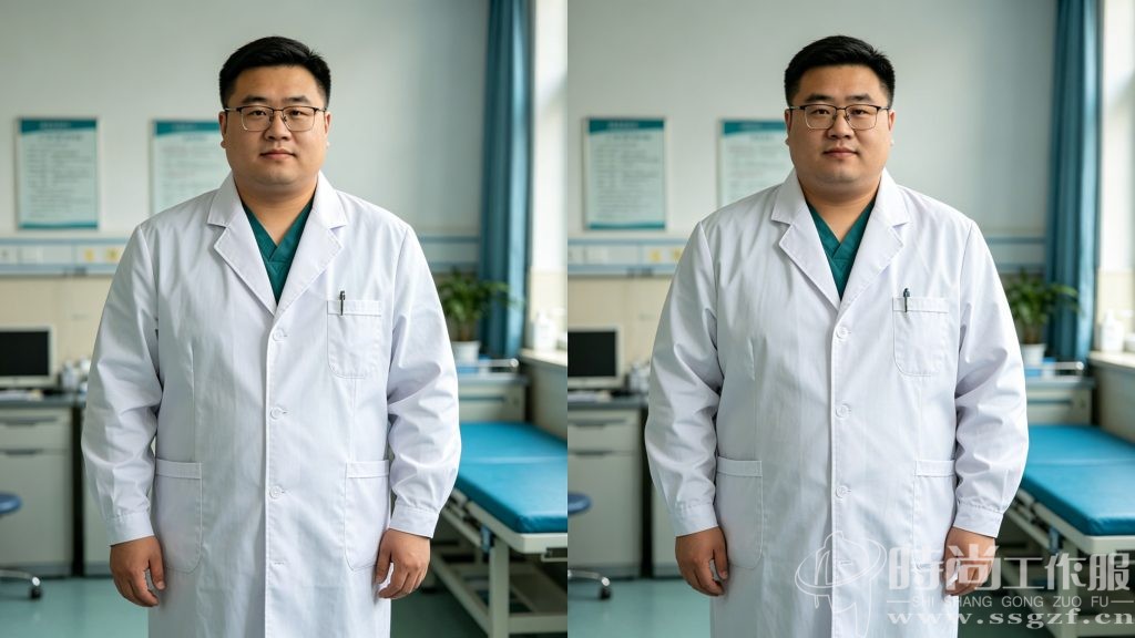 180 斤男医生显瘦白大褂正确版型 vs 错误版型对比实拍