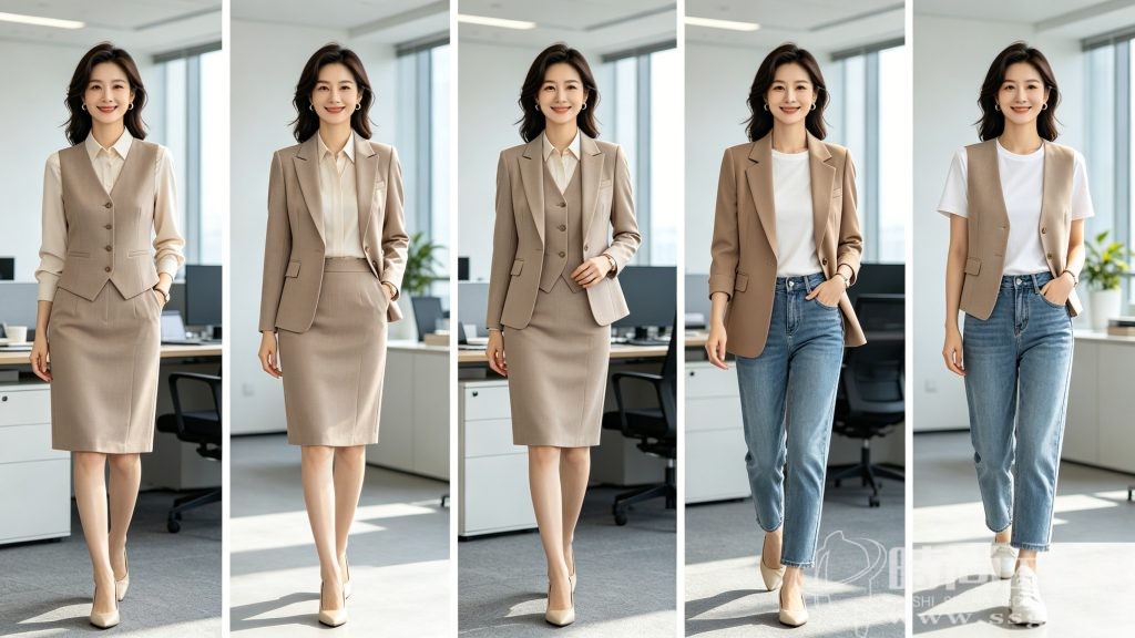 套裙三件套 5 种百变穿法展示图