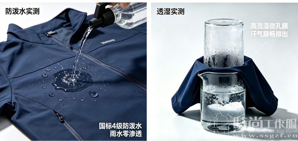 软壳衣防泼水 + 透湿双效果实测 殷楚珹 工作服定制顾问 时尚工作服网