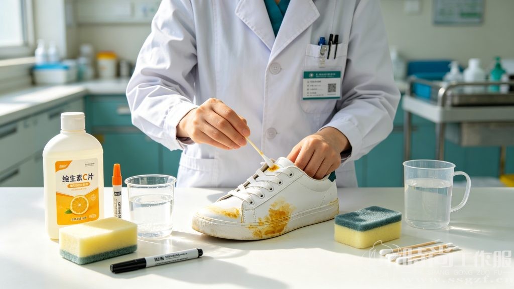 医护小白鞋清洁实操场景高清实拍图