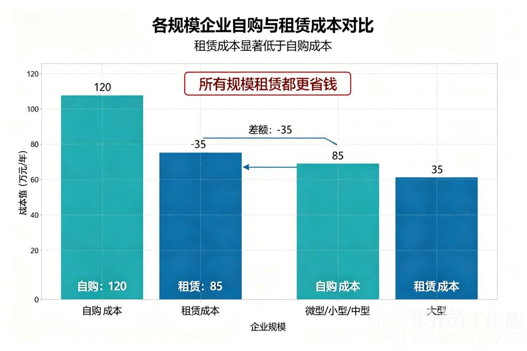 不同规模企业 3 年总成本对比柱状图