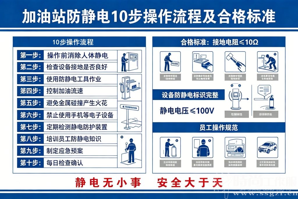 加油站防静电全流程检查表海报