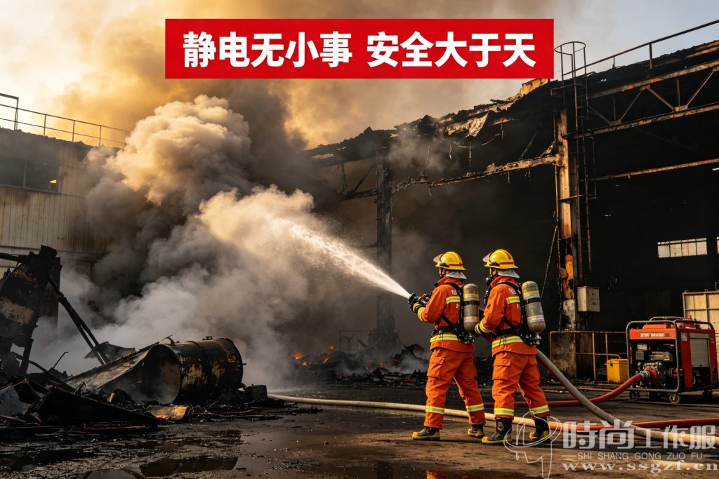 静电事故现场警示图