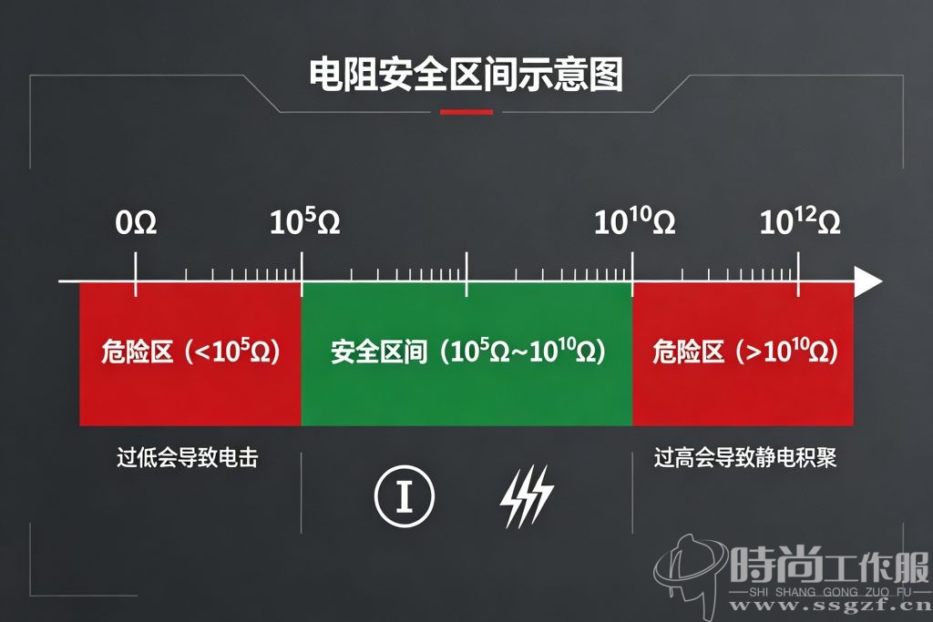 防静电服电阻值安全区间示意图