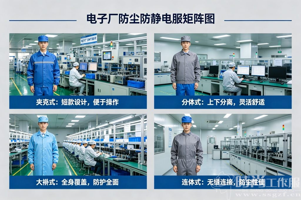 防静电服款式场景匹配矩阵图